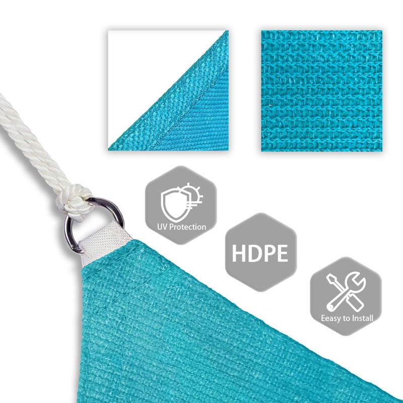Patio Paradise 16' x 16' x 16' Sun Shade Sail Triangle Canopy Shade Cloth Fabric Sunlight Block Patio Pergola Cover HDPE Deck Awning for Outdoor Backyard Roof Shading, Turquoise - Image 3